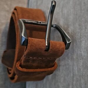 Nickel Smart brown suede distressed leather belt size 34 nickels